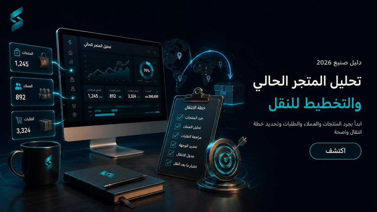 نقل متجر إلكتروني بين المنصات — تحليل المتجر الحالي والتخطيط للنقل